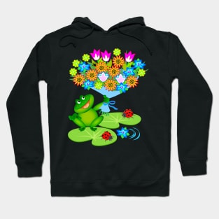 Frog with bouquet of flowers Hoodie